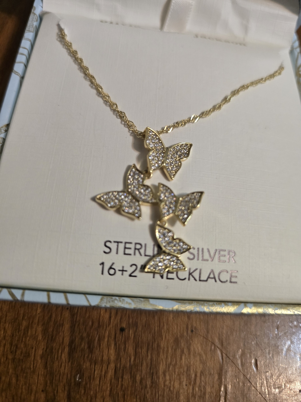 Olivia and Jackson Gold Butterfly Trio Pendant Necklace - Picture 3 of 4